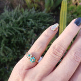 10k gold Victorian turquoise & seed pearl estate flower ring