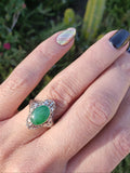 14k gold white gold c.1920's filigree jade ring