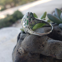 14k gold white gold c.1920's filigree jade ring