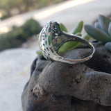 14k gold white gold c.1920's filigree jade ring