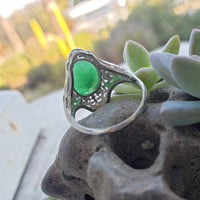 14k gold white gold c.1920's filigree jade ring