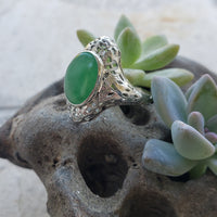 14k gold white gold c.1920's filigree jade ring