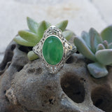 14k gold white gold c.1920's filigree jade ring
