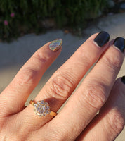 18k gold Edwardian mine diamond halo engagement ring - apx 1.60ct tw