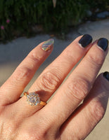 18k gold Edwardian mine diamond halo engagement ring - apx 1.60ct tw