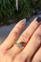 18k gold Edwardian mine diamond halo engagement ring - apx 1.60ct tw