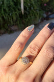 18k gold Edwardian mine diamond halo engagement ring - apx 1.60ct tw
