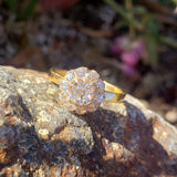 18k gold Edwardian mine diamond halo engagement ring - apx 1.60ct tw