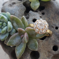18k gold Edwardian mine diamond halo engagement ring - apx 1.60ct tw
