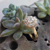 18k gold Edwardian mine diamond halo engagement ring - apx 1.60ct tw