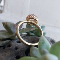 18k gold Edwardian mine diamond halo engagement ring - apx 1.60ct tw