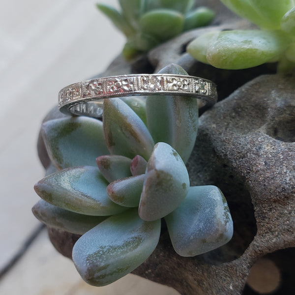 platinum 9 diamond estate engraved eternity band 6-25-21