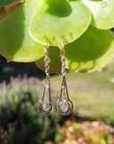 platinum & 18k gold two tone Deco diamond dangle earrings