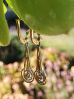 platinum & 18k gold two tone Deco diamond dangle earrings