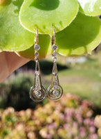 platinum & 18k gold two tone Deco diamond dangle earrings