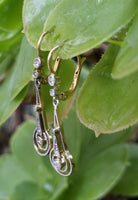 platinum & 18k gold two tone Deco diamond dangle earrings