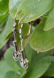 platinum & 18k gold two tone Deco diamond dangle earrings