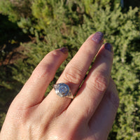 18k white gold Deco diamond filigree ring - apx .57ct tw