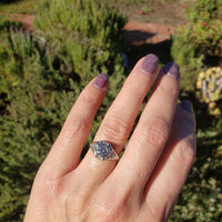 18k white gold Deco diamond filigree ring - apx .57ct tw