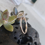 14k rose gold chrysoberyl halo ring