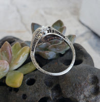 18k white gold Deco diamond filigree ring - apx .57ct tw