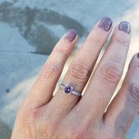 platinum pink sapphire & diamond estate Deco Ring