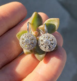 14k gold white gold diamond DECO style lever back earrings NEW