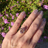 14k gold Victorian amethyst floral flower inlay rose cut diamond estate ring