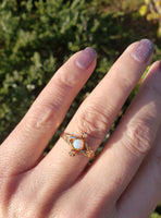 10k gold Victorian opal & rose cut diamond ring