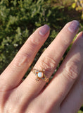 10k gold Victorian opal & rose cut diamond ring