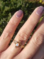 10k gold Victorian opal & rose cut diamond ring