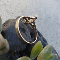 10k gold Victorian opal & rose cut diamond ring