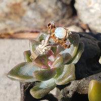 10k gold Victorian opal & rose cut diamond ring