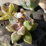 10k gold Victorian opal & rose cut diamond ring