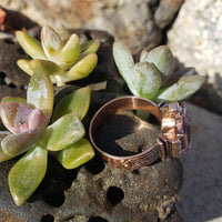14k gold Victorian amethyst floral flower inlay rose cut diamond estate ring