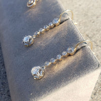 platinum top & 18k gold Edwardian old cut diamond filigree lever back earrings