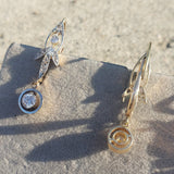 platinum top & 18k gold Edwardian old cut diamond filigree lever back earrings