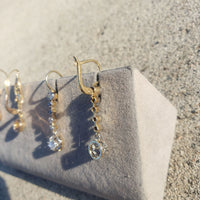 platinum top & 18k gold Edwardian old cut diamond filigree lever back earrings
