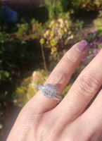 14k white gold 1.21ct cushion cut diamond halo engagement ring bridal set - apx 1.77ct tw