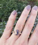 10k gold Victorian pearl & blue sapphire ring