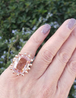 18k gold HUGE estate Morganite coctail ring - 16.87ct