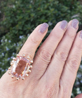 18k gold HUGE estate Morganite coctail ring - 16.87ct