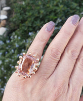 18k gold HUGE estate Morganite coctail ring - 16.87ct