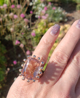 18k gold HUGE estate Morganite coctail ring - 16.87ct