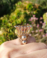 18k gold HUGE estate Morganite coctail ring - 16.87ct