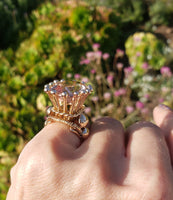18k gold HUGE estate Morganite coctail ring - 16.87ct