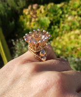 18k gold HUGE estate Morganite coctail ring - 16.87ct