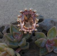 18k gold HUGE estate Morganite coctail ring - 16.87ct