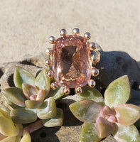 18k gold HUGE estate Morganite coctail ring - 16.87ct