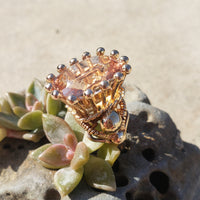 18k gold HUGE estate Morganite coctail ring - 16.87ct